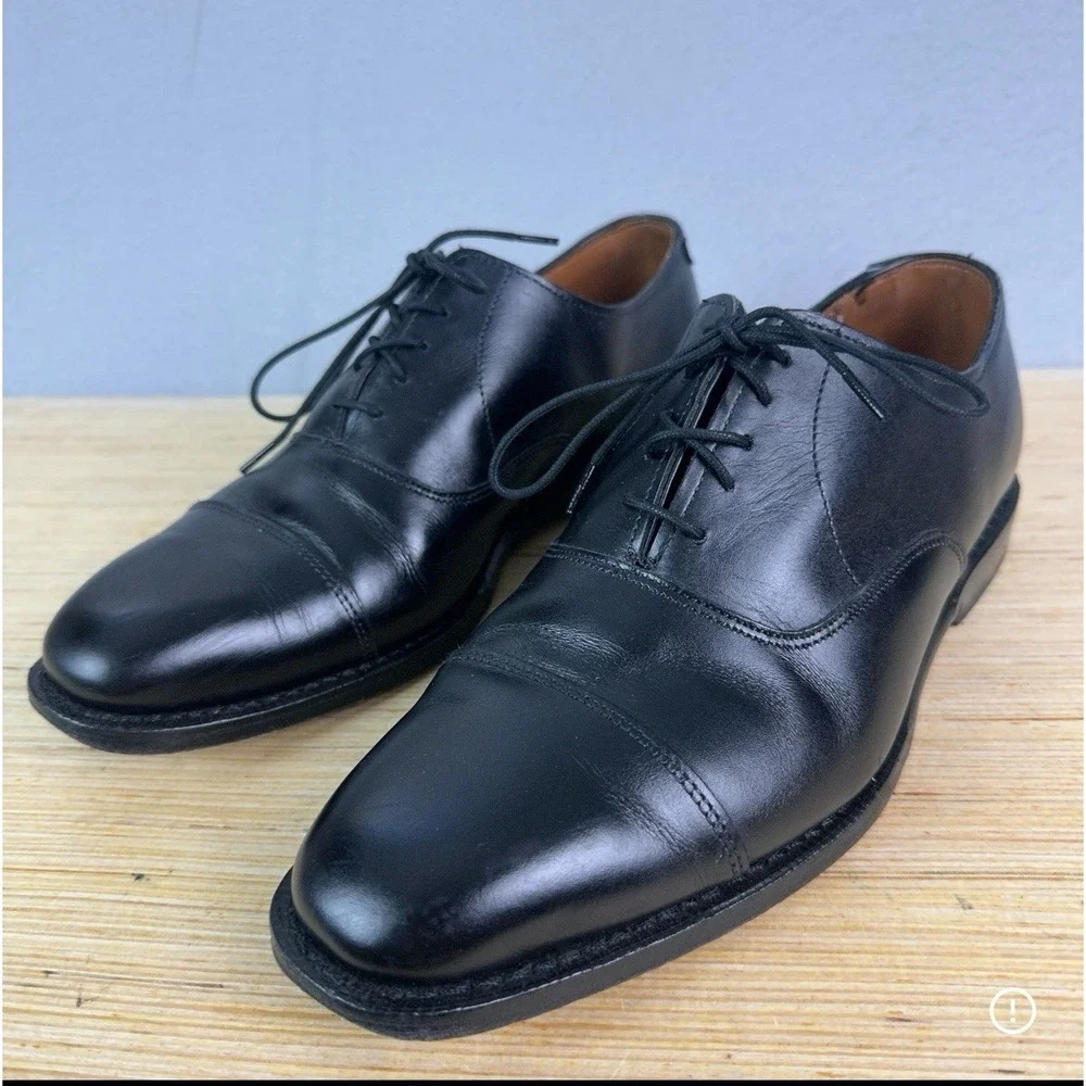Allen Edmonds Mens Exchange Place Oxfords 7.5 E Dress Shoes Black Leather